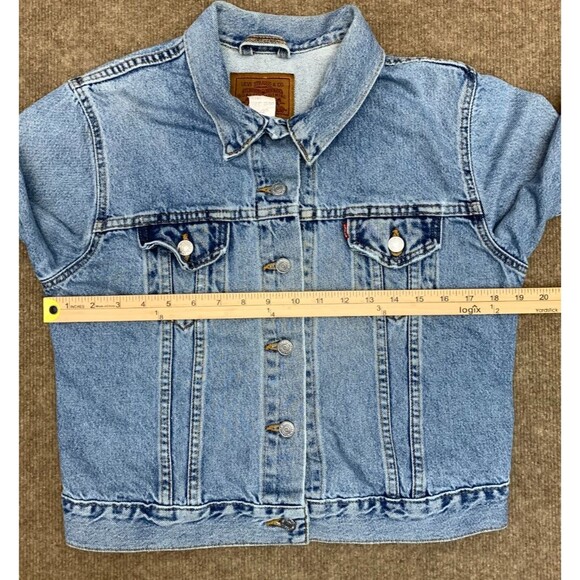 Vintage Levis Jacket Womens M Denim Trucker 90s Pre-Washed Lived-In USA Red Tab - Picture 6 of 10